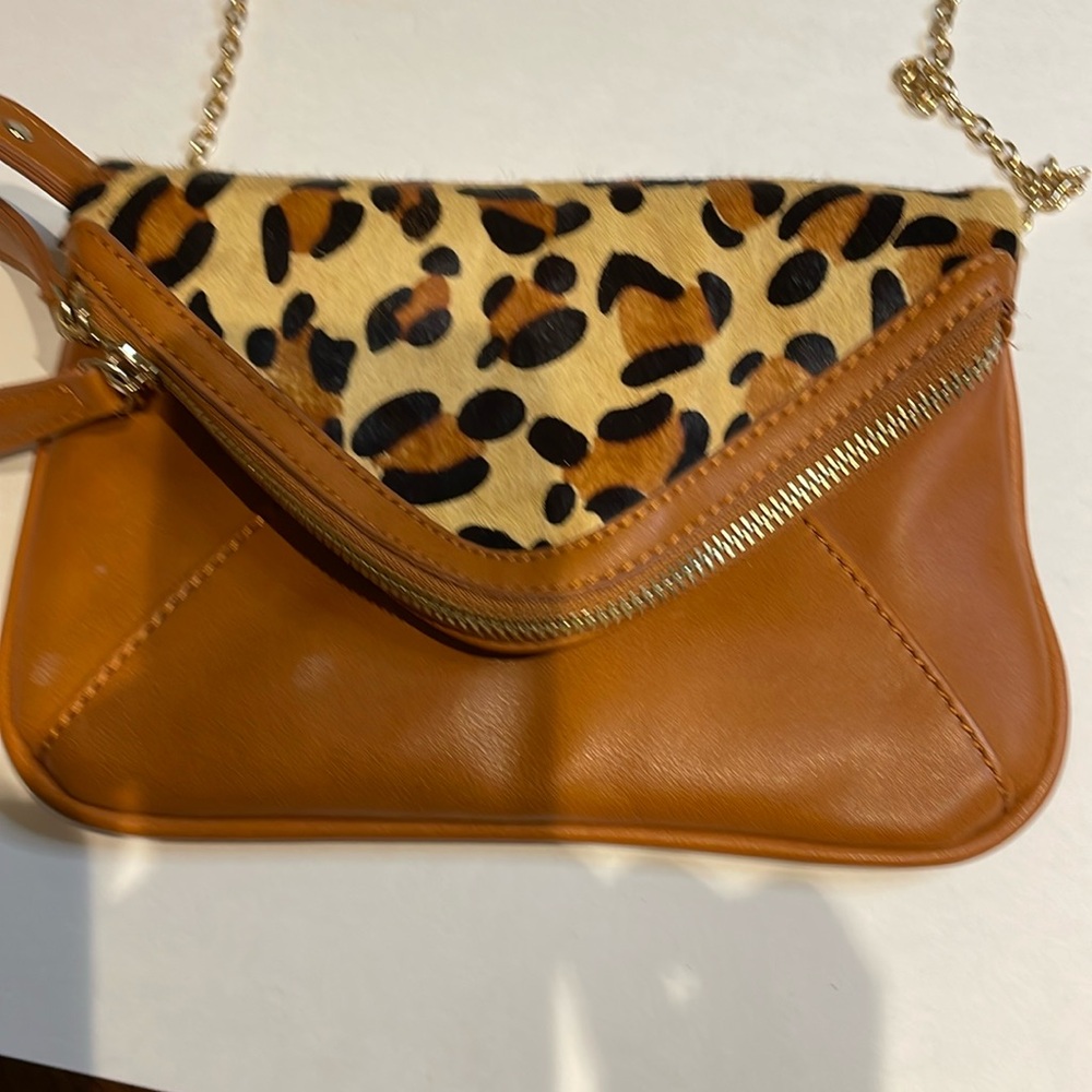 Street Level Crossbody Bag with Leopard Print Calf Hair